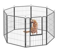Box per cani Pawhut a 8 pannelli alto 100 cm con anta per uso interno ed esterno Nero