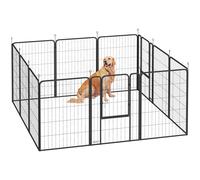 Box per cani Pawhut con 12 pannelli, altezza 100 cm, con ante per uso interno ed esterno, nero
