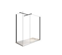 Box Per Doccia Angolare tipo walk-in 8MM Con Vetri Trasparenti Telaio Nero Opaco