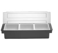 Hendi Porta condimenti BarUp – 3 vaschette per guarnizioni cocktail con coperchio trasparente, Nero