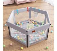 Box pieghevole per bambini con pareti in rete traspirante, robusto box di sicurezza, tappetino aderente per uso interno ed esterno, borsa da viaggio inclusa (esagonale)