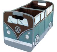 BRISA VW Collection - Volkswagen Hippie Bus T1 Camper Van Contenitore Pieghevole con Manici, Scatola per Spesa, Porta-Oggetti-Giocattoli, Organizzatore Bagagliaio (Azzurro/Marrone)