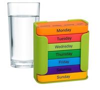 Box pillola - Porta del supplemento 4 volte al giorno per farmaci organizzati, multiuso con scomparti portatili, organizzatore settimanale per bambini, adulti, anziani, 4.72x4.53x1,97 pollici