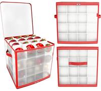 Box porta 64 ornamenti festivi - Contenitore con divisori per sfere natalizie - Organizer per decorazioni dell’albero - Custodia per addobbi di Natale - Scatola rigida per elementi decorativi