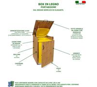 Box Portabidoni in legno 74x86xh116 cm coperchio con ammortizzatore a gas con tetto verde verde