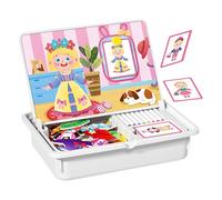 Box puzzle azzurro magnetico - bambole in legno magnetico Dresse Finge Set da gioco | Punta di apprendimento educativo per la scuola di casa per le vacanze all'aperto