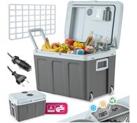 TecTake® Frigorifero Portatile e Scaldavivande 2 in 1, Mini Frigo con Modalità ECO, Frigo da Campeggio con Maniglie Pieghevoli e Ruote, Frigo Portatile Elettrico Ideale per Casa e Auto - 40L