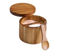 Box Salata In Legno - Contenitore Di Sale Con Coperchio Girevole | Peso Di Legno Incorporato Per Zucchero, Spezie, Erbe, Cantina Per Bancone Da Cucina, Tavolo Da Cucina, Ristorante Cafe, Arredamento R