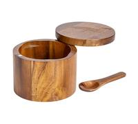 Box Salata In Legno - Contenitore Di Sale Con Coperchio Girevole | Peso Di Legno Incorporato Per Zucchero, Spezie, Erbe, Cantina Per Bancone Da Cucina, Tavolo Da Cucina, Ristorante Cafe, Arredamento R