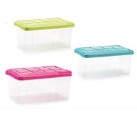 Box Scatola Contenitore con coperchio in plastica vari misure Mini Scatola con coperchio e clips (3 box da da 5 lt 29 x 19 x 14 cm)