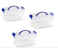 Box Scatola Contenitore con coperchio in plastica vari misure Mini Scatola con coperchio e clips (3 pz. Trasparente 29x19x13cm)
