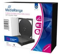 5 custodie jewel case 10mm per cd e dvd doppie a 2 posti con tray nero