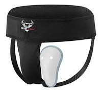 Boxe inguine Guardia Coppa Uomini Assorbente Il sudore Ventilato Regolabile Sparring inguine Protector Jockstrap Taekwondo Karate Allenamento Biancheria intima Jiu Jitsu (Nero, M)