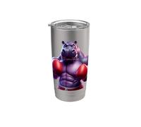 Boxe, ippopotamo, boxer, kickboxer, MMA, combattimento Bicchiere termico in acciaio inox doppia parete