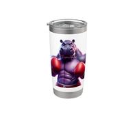 Boxe, ippopotamo, boxer, kickboxer, MMA, combattimento Bicchiere termico in acciaio inox doppia parete