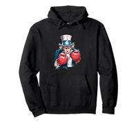 Boxe patriottica con Sam e Cool Top Hat Uncle Felpa con Cappuccio