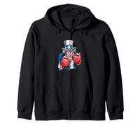 Boxe patriottica con Sam e Cool Top Hat Uncle Felpa con Cappuccio