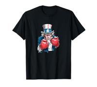Boxe patriottica con Sam e Cool Top Hat Uncle Maglietta