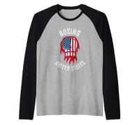 Boxe Support The Team Boxer Bandiera USA Uomini Donne Bambini Maglia con Maniche Raglan