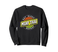 Boxe thailandese retrò Eat Sleep Muay Thai con Distintivo ripetuto Felpa
