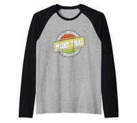 Boxe thailandese retrò Eat Sleep Muay Thai con Distintivo ripetuto Maglia con Maniche Raglan