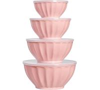 BoxedHome Ciotole con coperchio, 4 ciotole grandi in plastica, adatte al microonde e alla lavastoviglie, senza BPA, ideali per preparare, cuocere e cucinare alimenti, rosa