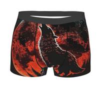 Boxer A Pantaloncino Uomo Cool Wolf Howling Moon Red Elasticizzati Boxers Boxer Uomo Comodi Tronco Uomo per Viaggio Quotidiano Cricket M