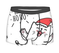 Boxer A Pantaloncino Uomo Natale Hohoho Gatto Boxer da Uomo Finissimo Boxer Uomo Intimo Uso Quotidiano Boxer Slip per Amante, Boy, Regalo L