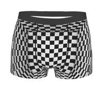 Boxer Aderenti 3D Black And White Chessboard Mutande Uomo Morbidi Intimo Maschile Confortevoli Boxer da Uomo per Running Sport Uso Quotidiano XXL