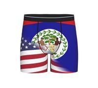 Boxer Aderenti American Flag And Flag of Belize Intimo Maschile Morbidi Mutande Uomo Confortevoli Boxer da Uomo per Sport Uso Quotidiano Gym L