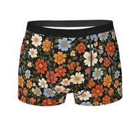 Boxer Aderenti Blooming Flowers On Black Boxer da Uomo Traspiranti Mutande Uomo Confortevoli Intimo Maschile per Uso Quotidiano Gym Running L