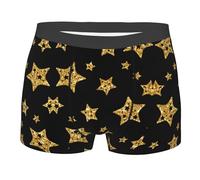 Boxer Aderenti da UOM Black Gold Stars Pattern Elastici Mutande Boxer A Pantaloncino Sagomati Trunk per Tenue De Tous Les Jours Festival Viaggio XL