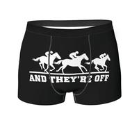 Boxer Aderenti da UOM Funny Horse Racing And They're off Senza Patta Frontale Boxers Boxer Uomo Classici Pantaloncini Boxer per Loisirs Viaggio Sport S