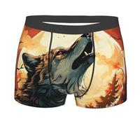 Boxer Aderenti da UOM Wolf Howling Full Moon Night Red Traspiranti Mutande Boxer Comodi Assorbenti Trunk Uomo per Rave Corso A Pied Travaglio L