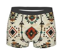 Boxer Aderenti Geometric Aztec Native American Tribal Traditional Brown Boxer da Uomo Traspiranti Mutande Uomo Confortevoli Intimo Maschile per Uso Quotidiano Sport Running S