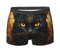 Boxer Aderenti Occult Cat Board Golden Black Mutande Uomo Confortevoli Boxer da Uomo Morbidi Intimo Maschile per Uso Quotidiano Running Gym XL
