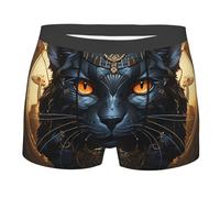 Boxer Aderenti Occult Cat Egyptian Mythology Mysterious Gold Boxer da Uomo Morbidi Intimo Maschile Confortevoli Mutande Uomo per Uso Quotidiano Gym Running S