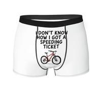 Boxer Aderenti Uomo I Don't Know How I Got Speeding Ticket, Funny Bicycle Cyclist Stretch Boxer da Uomo Classici Trunk Biancheria Intima Uomo per Quotidiano Corso A Pied Cricket XXL