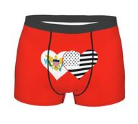 Boxer Aderenti Virgin Islands Flag And American Flag Boxer da Uomo Elasticizzato Intimo Maschile Confortevoli Mutande Uomo per Uso Quotidiano Running Gym S