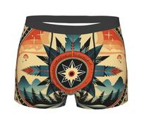 Boxer Attillati American Native Geometry Feather Vintage Black Traspiranti Mutande Sagomati Pantaloncino per Tenue De Tous Les Jours Sport all'Aria Aperta XL