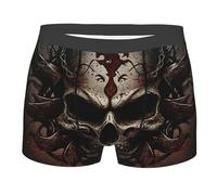Boxer Attillati Evil Skull Dead Satanic Dark Cool Black Senza Patta Frontale Boxer Uomo Morbidi Tronco Uomo per Tenue De Tous Les Jours Viaggio Anziani S