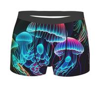 Boxer Briefs Uomo Underwater Jellyfish Neon Shine Colorful Traspiranti Mutande Boxer Comodi Stretch Pantaloncini Boxer Uomo per libertà di Movimento Rave Viaggio M