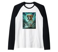 Boxer Cane Aurora Boreale Aurora Boreale Natura Luna Maglia con Maniche Raglan