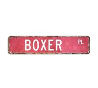 Boxer, cartello stradale con animali della fattoria, 10,2 x 45,7 cm, personalizzabile in metallo, resistente alle intemperie, targa in metallo per bar, pub, negozio, strada, casa, grotta dell'uomo