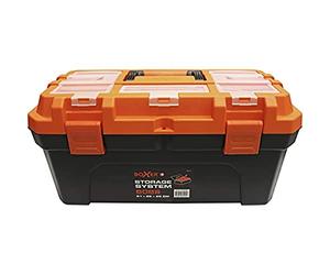 Boxer® Cassetta degli attrezzi 20" - 50,7×25,4×25,9 cm - Con organizer nel coperchio e vassoio estraibile - Plastica robusta - Nero/Arancione