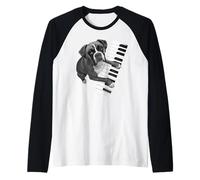 Boxer che suona il piano pianista amante dei cani Maglia con Maniche Raglan