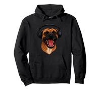 Boxer con cuffie per amanti dei cani che cantano Felpa con Cappuccio