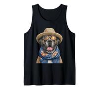 Boxer con Occhiali da Sole e Cappello di Paglia Beachgoer Dog Summer Canotta