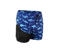 Boxer da Bagno Estivi in Poliestere Stampato Anti-imbarazzo ad Asciugatura Rapida, Taglie Forti, Adatti for Le sorgenti termali per Nuoto, Surf(Deep Blue,L)