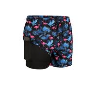 Boxer da Bagno Estivi in Poliestere Stampato Anti-imbarazzo ad Asciugatura Rapida, Taglie Forti, Adatti for Le sorgenti termali per Nuoto, Surf(Black,XL)